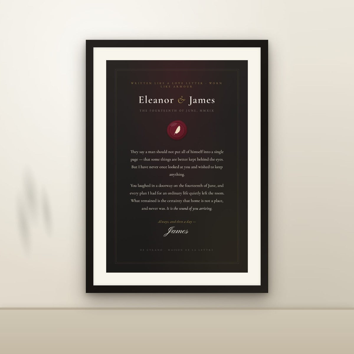 La Lettre Minuit edition framed on a wall