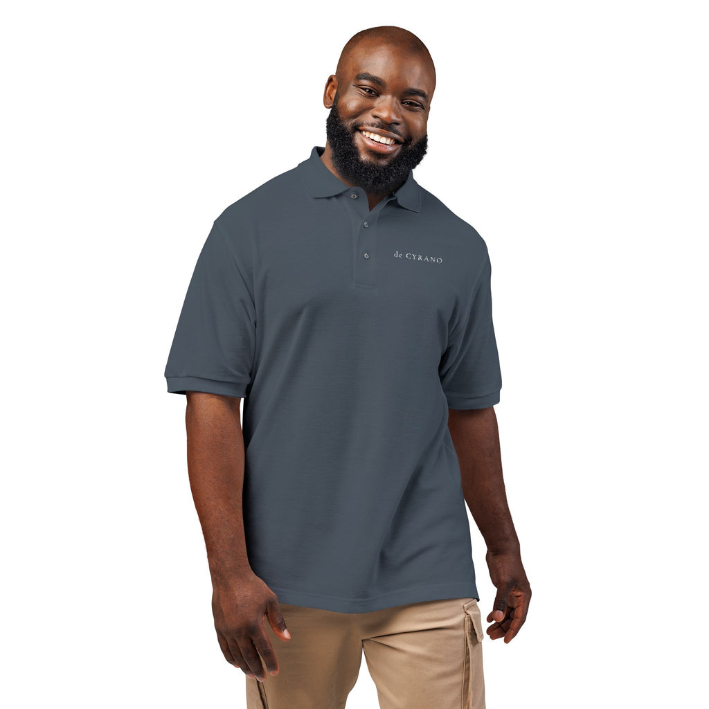 The Comte | Steel Grey Embroidered Polo Shirt — Signature Wordmark