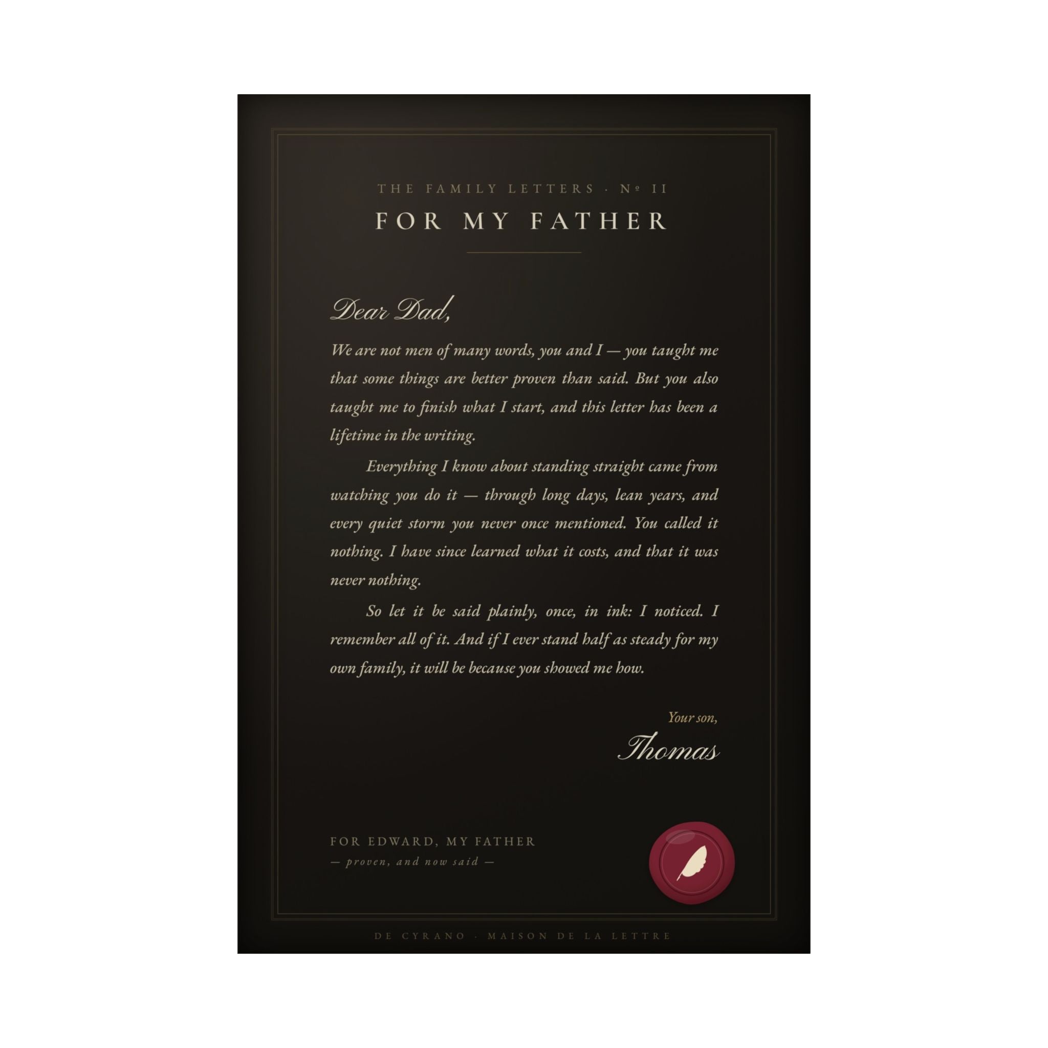 A Letter to My Father — Personalized, Written For You