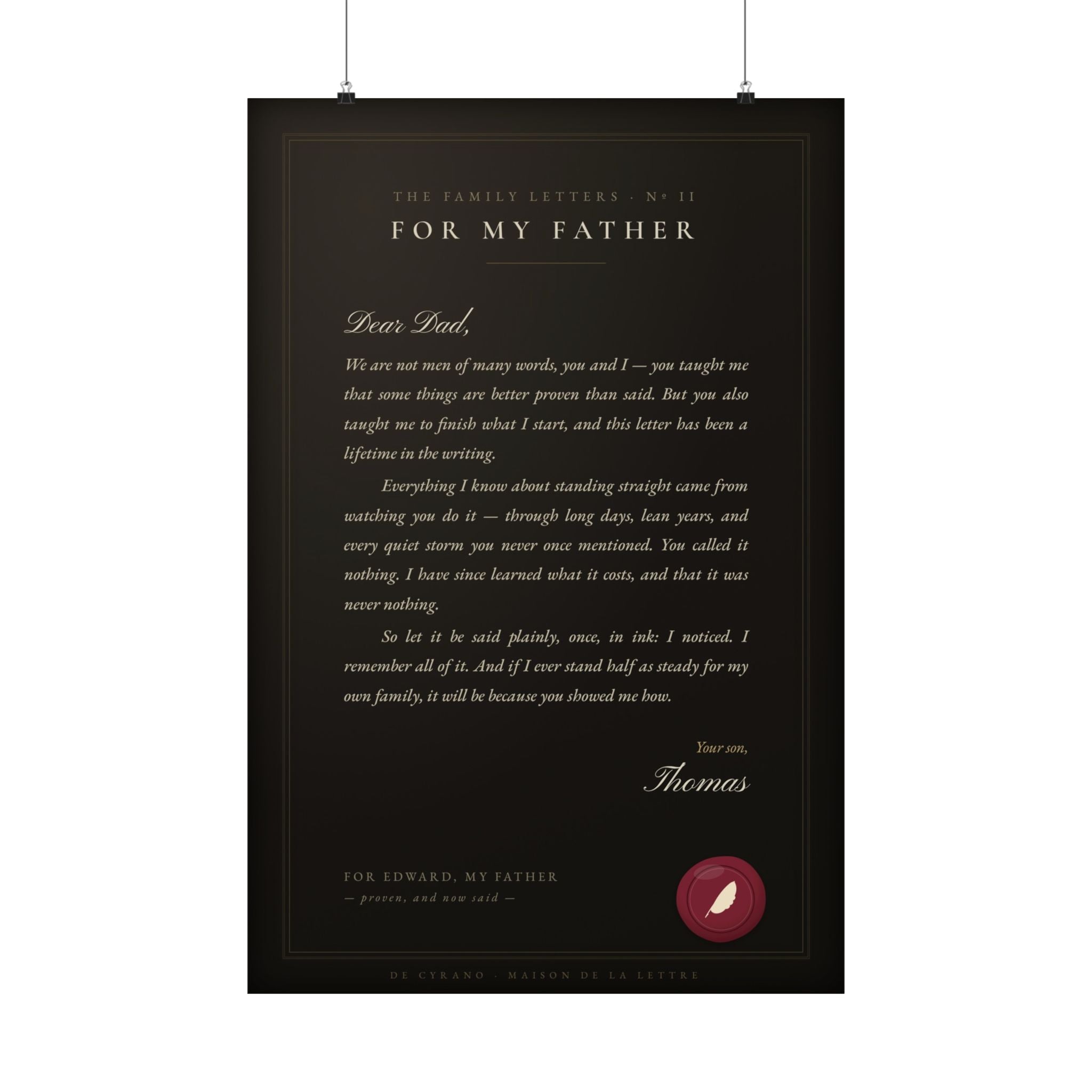 A Letter to My Father — Personalized, Written For You