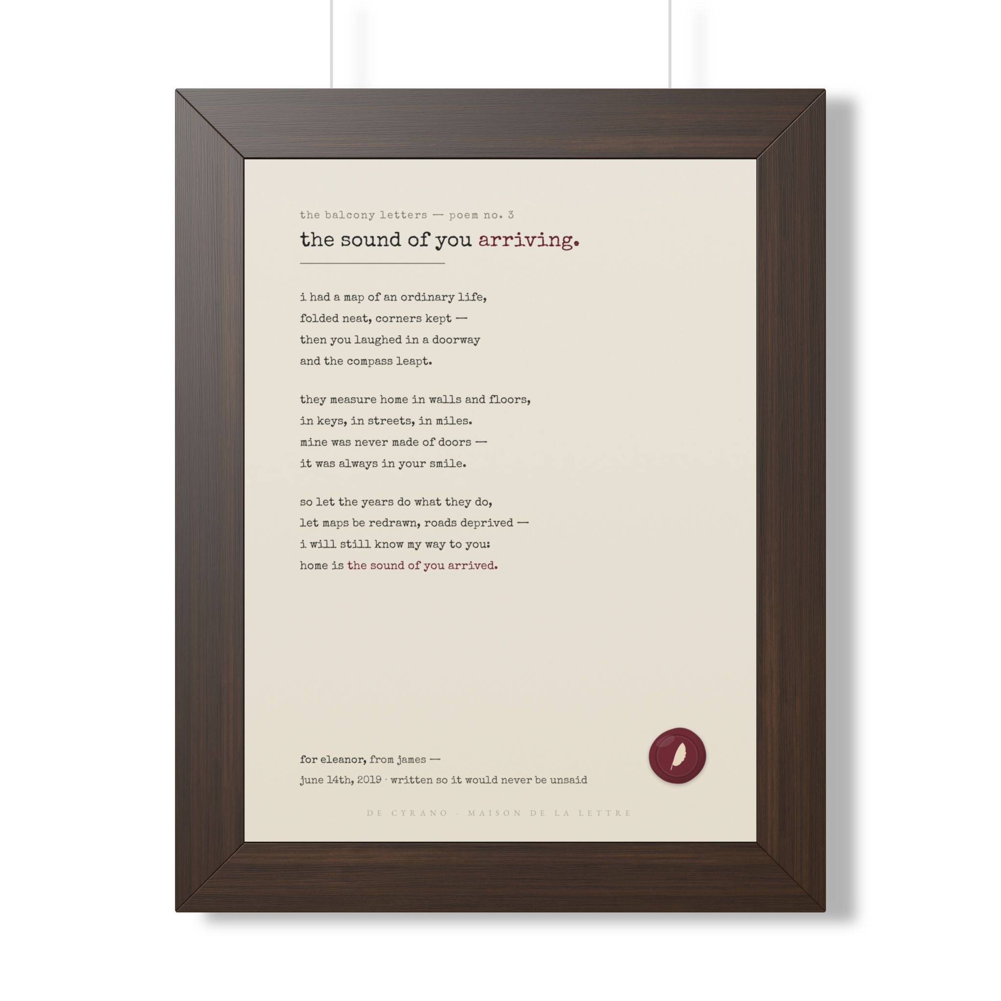 Le Poème — Your Story in Verse, Framed