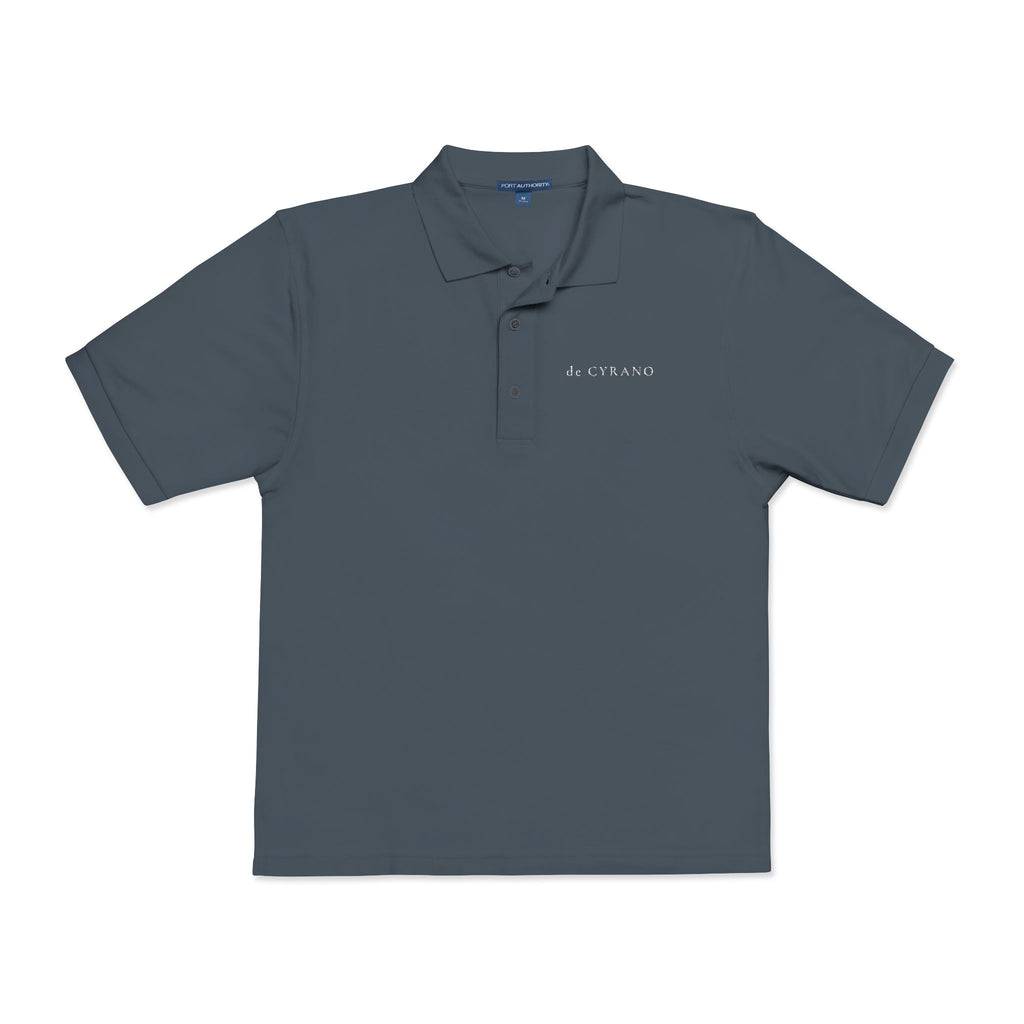 The Comte | Steel Grey Embroidered Polo Shirt — Signature Wordmark