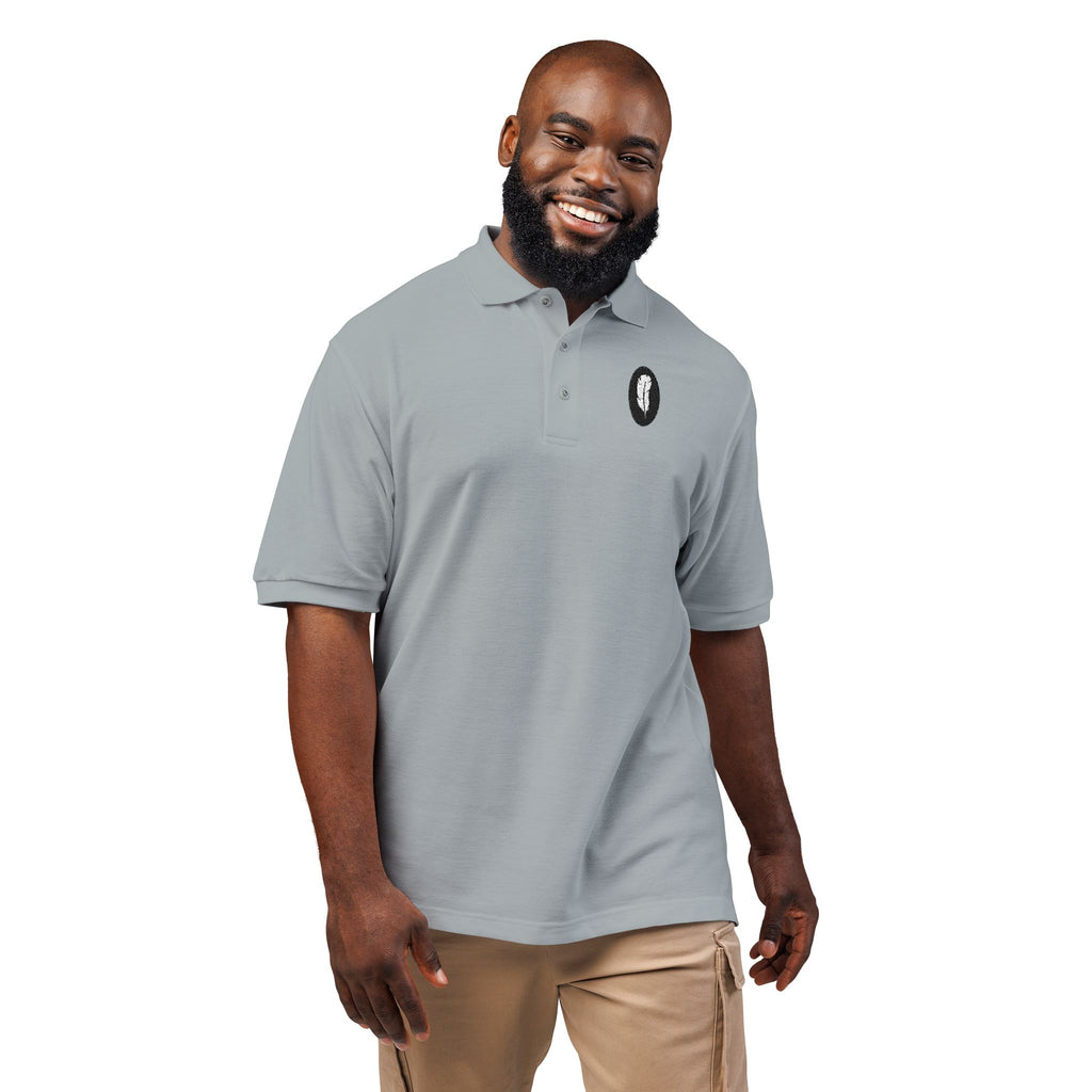 The Sonnet | Cool Grey Embroidered Polo Shirt — Feather Crest