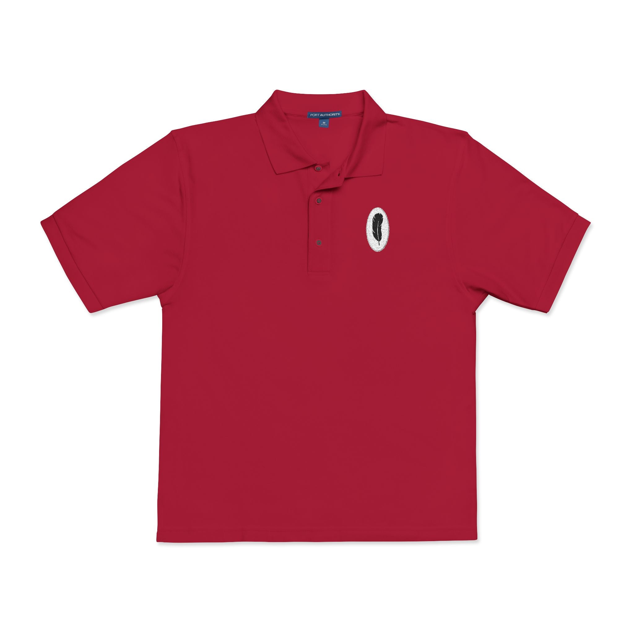 The Serenade | Red Embroidered Polo Shirt — Feather Crest
