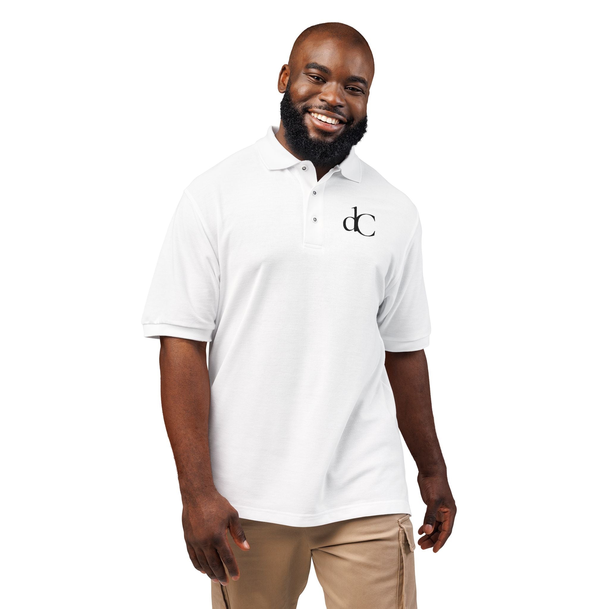 The Roxane | White Embroidered Polo Shirt — dC Monogram