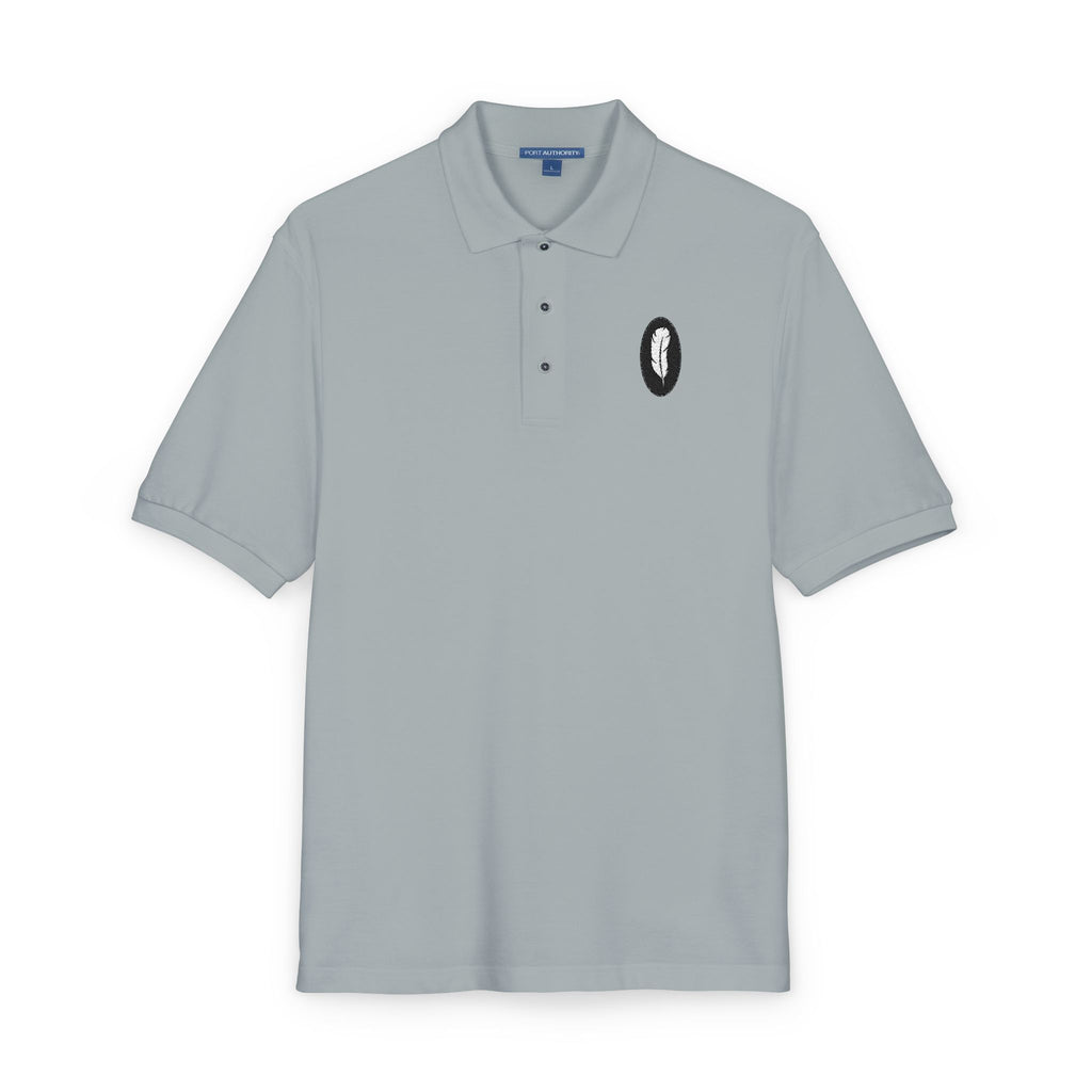 The Sonnet | Cool Grey Embroidered Polo Shirt — Feather Crest