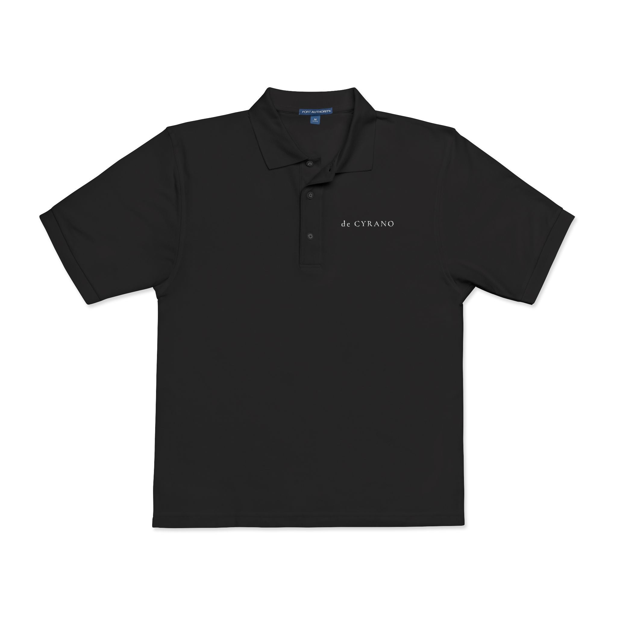 The Balcony | Black Embroidered Polo Shirt — Signature Wordmark