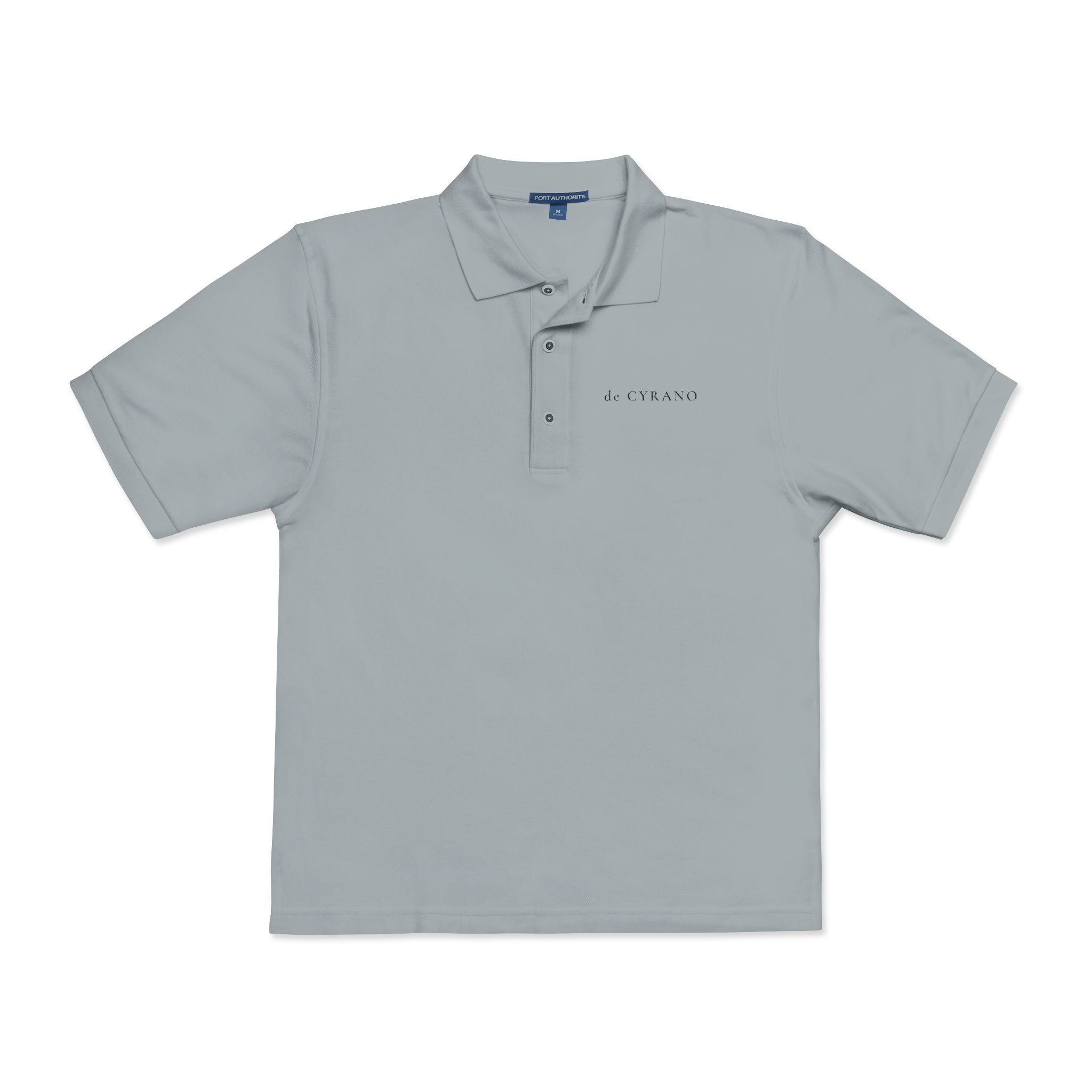 The Montfleury | Cool Grey Embroidered Polo Shirt — Signature Wordmark