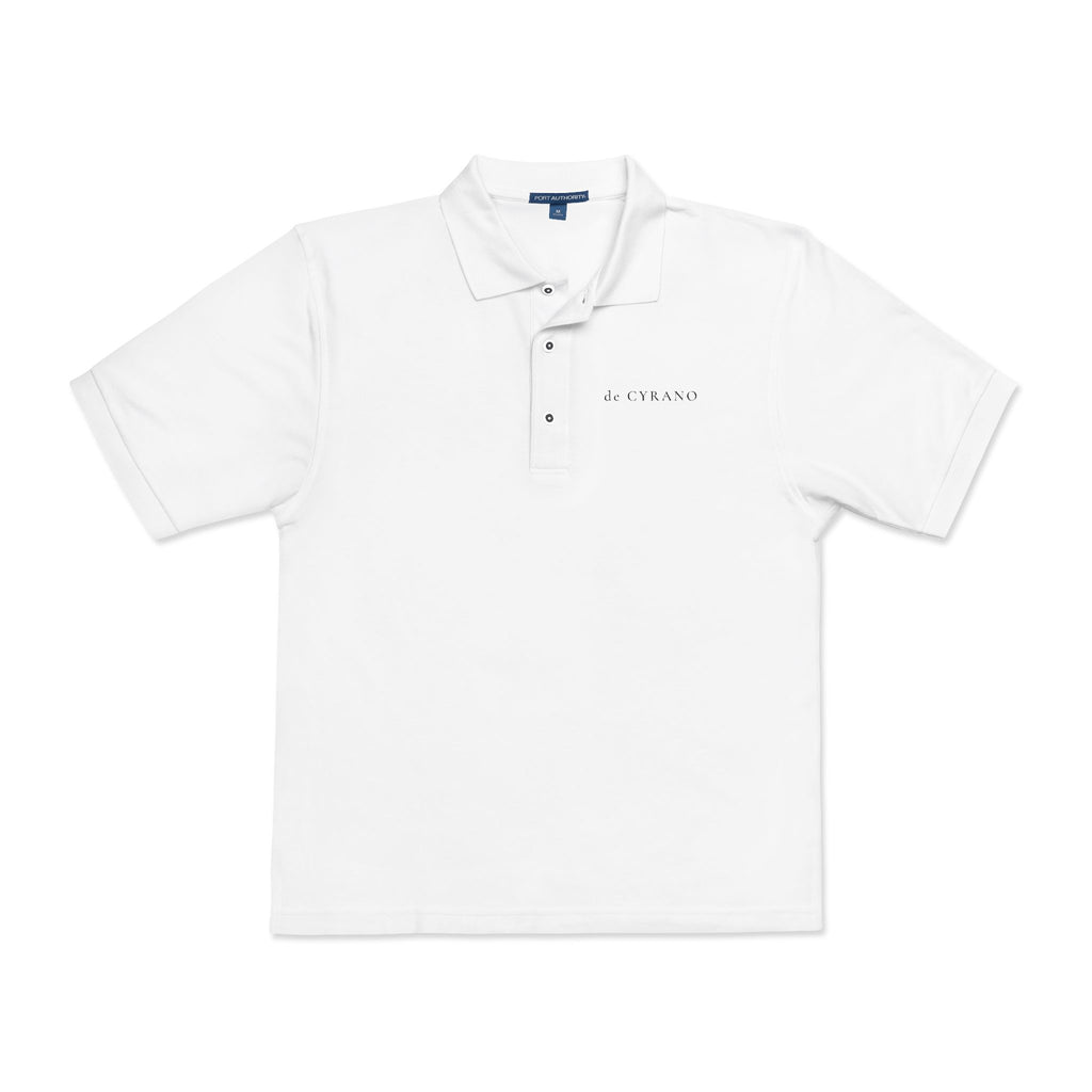 The Letter | White Embroidered Polo Shirt — Signature Wordmark