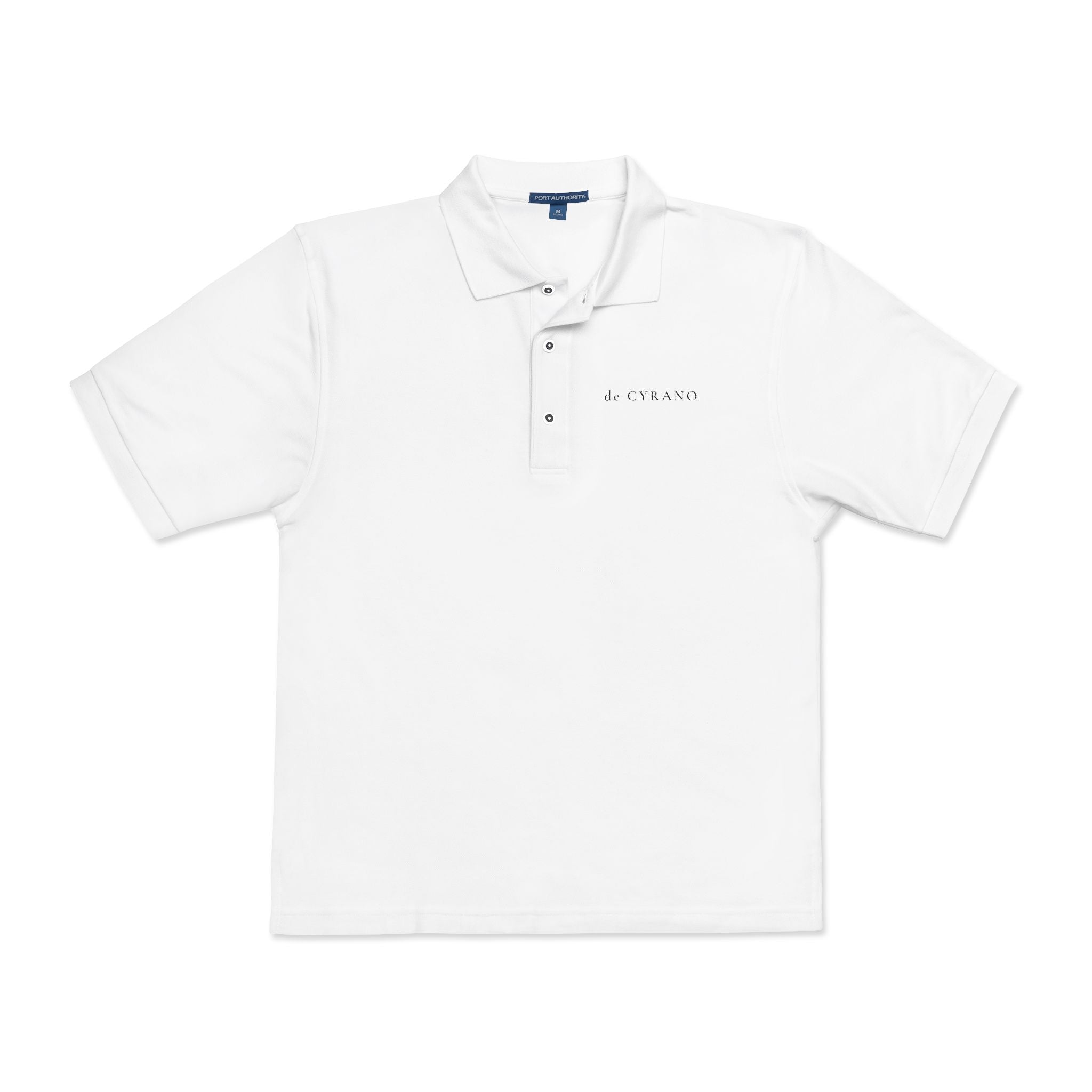 The Letter | White Embroidered Polo Shirt — Signature Wordmark