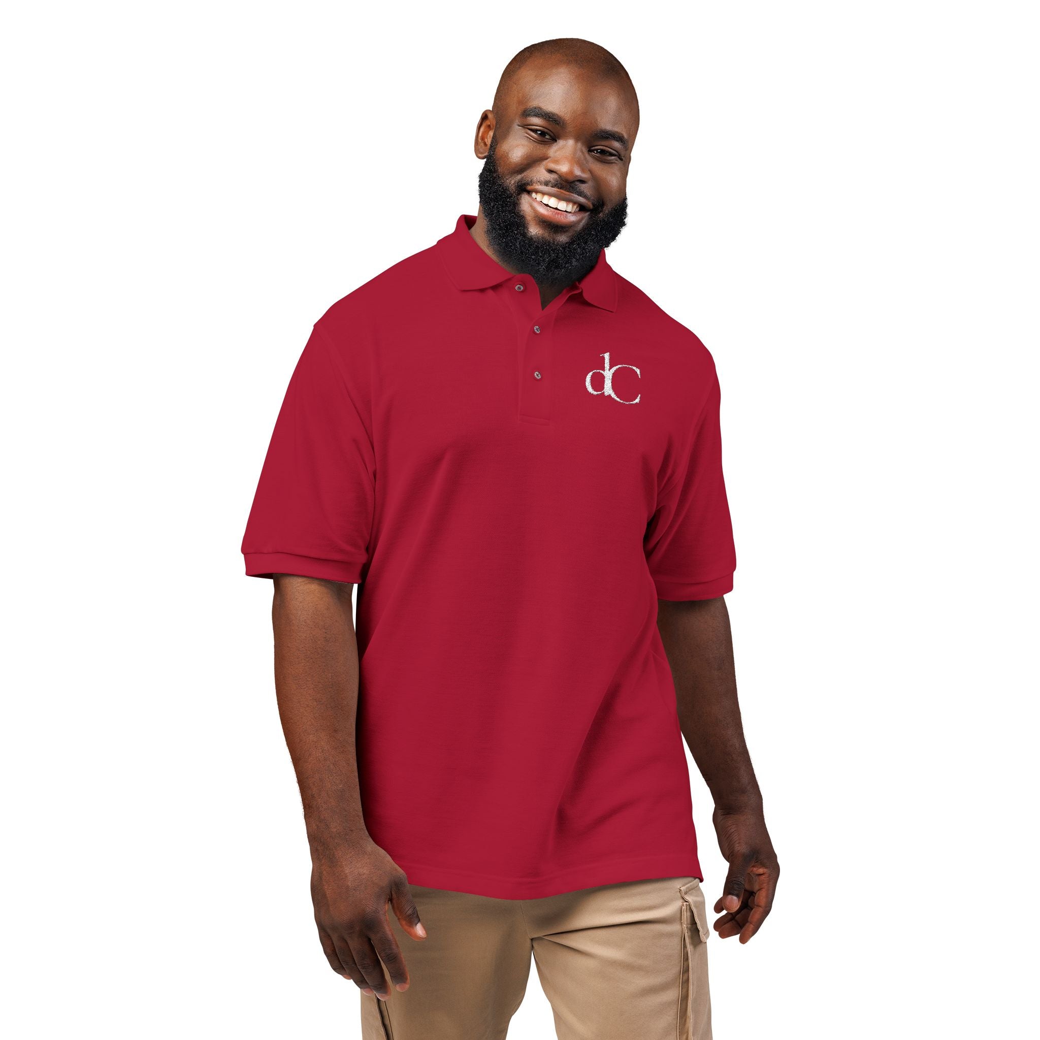The Duelist | Red Embroidered Polo Shirt — dC Monogram