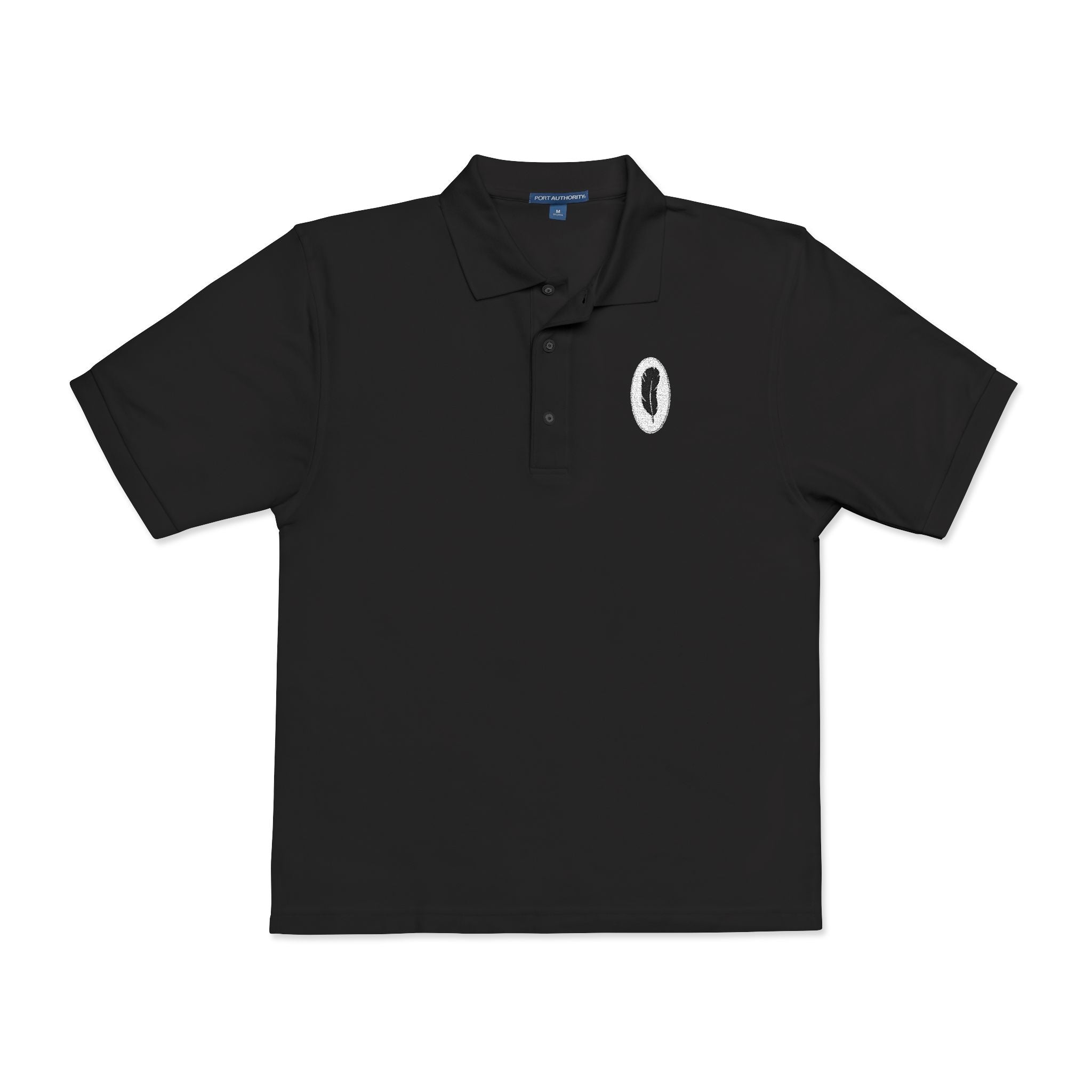 The Panache | Black Embroidered Polo Shirt — Feather Crest
