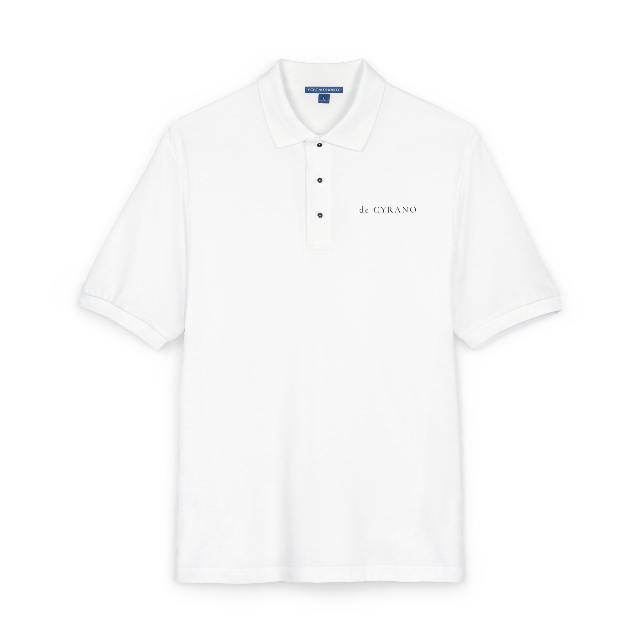 The Letter | White Embroidered Polo Shirt — Signature Wordmark
