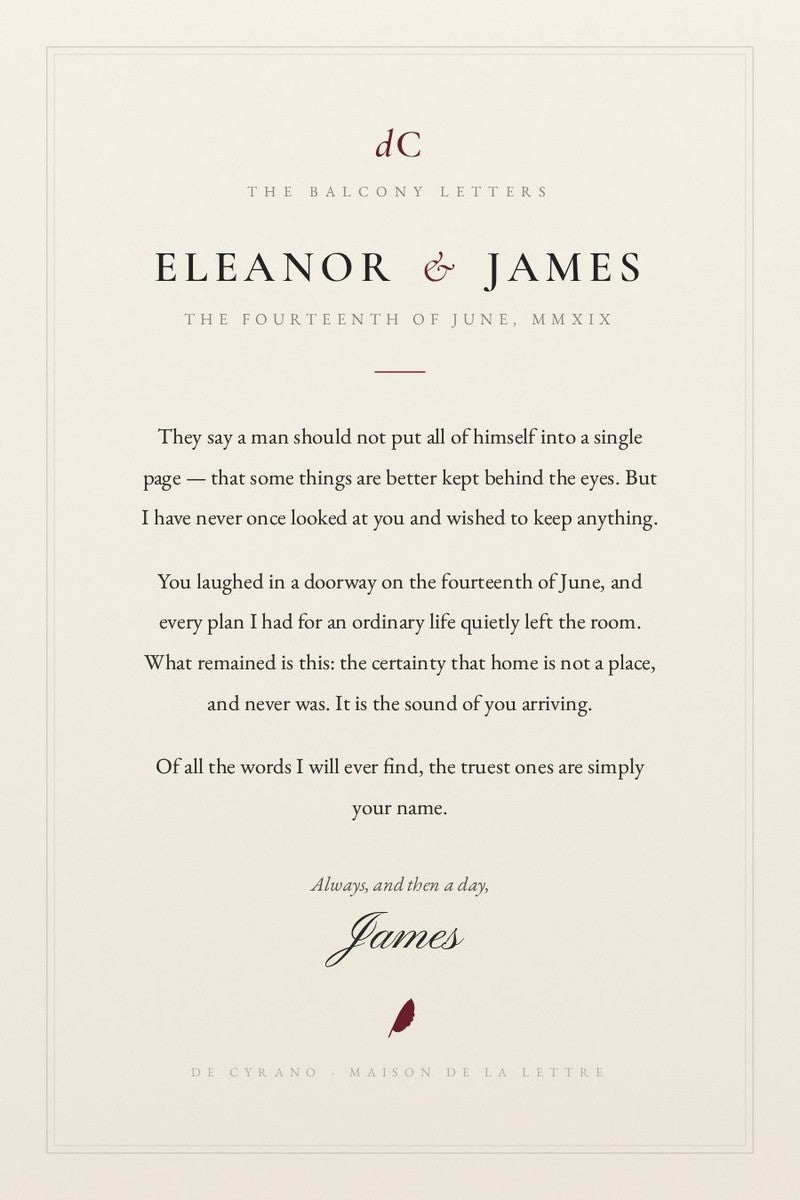 La Lettre Ivoire edition — personalized love letter print