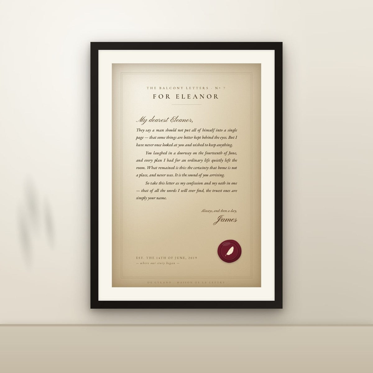 La Lettre Parchemin edition framed on a wall
