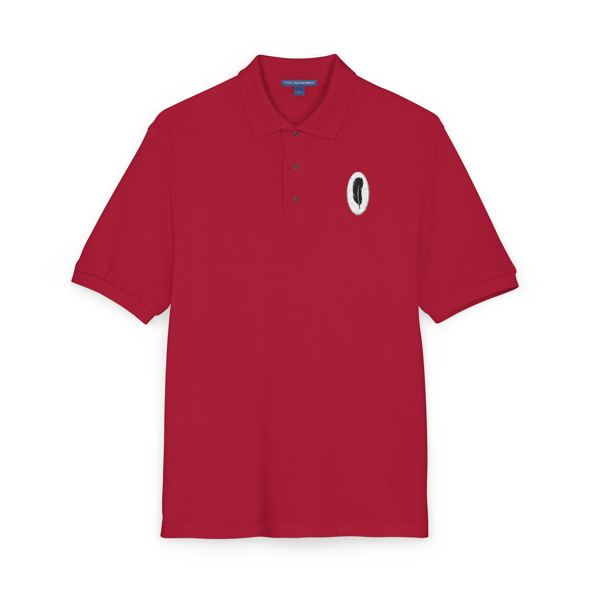 The Serenade | Red Embroidered Polo Shirt — Feather Crest