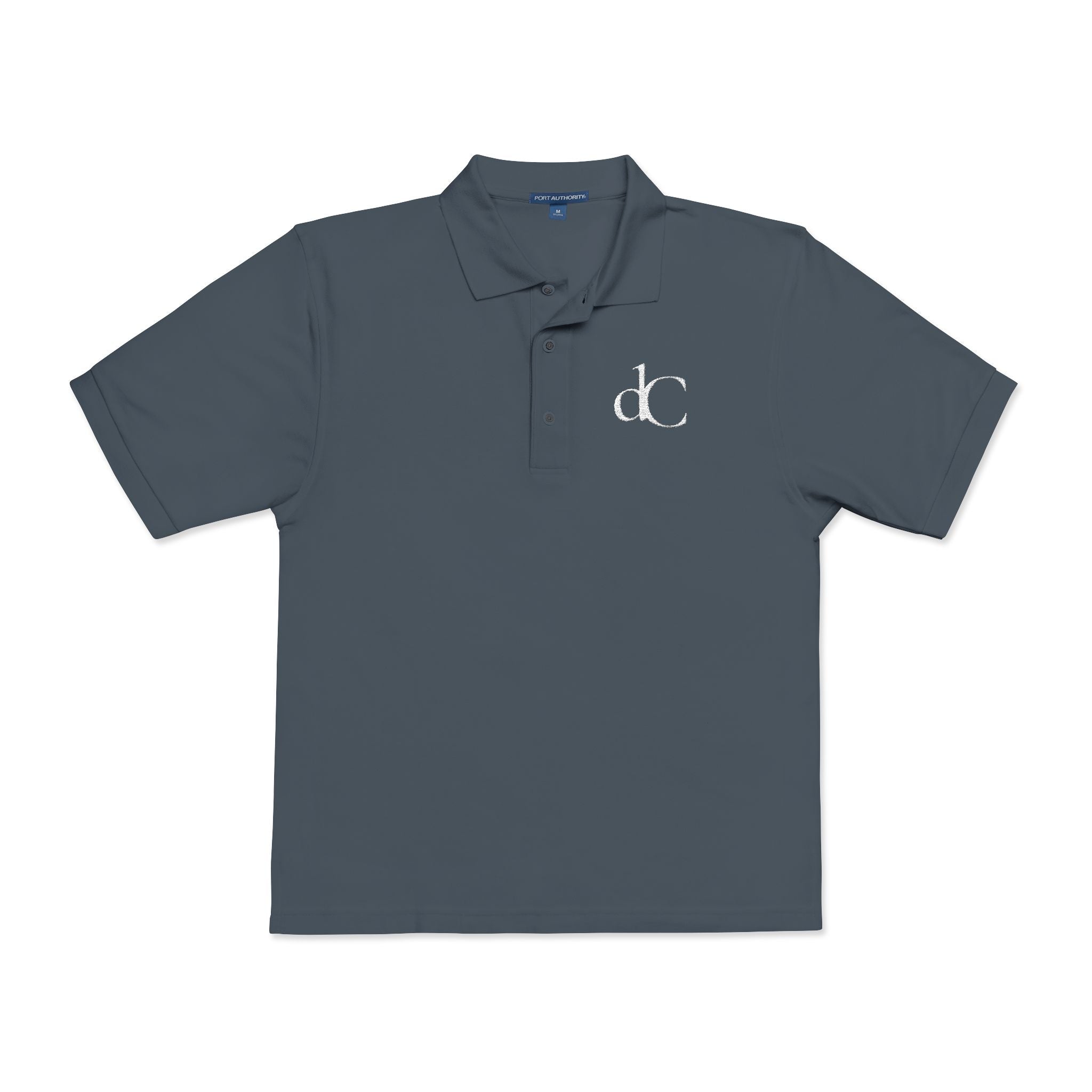 The Rapier | Steel Grey Embroidered Polo Shirt — dC Monogram