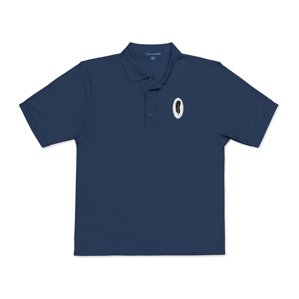 The Poet | Navy Embroidered Polo Shirt — Feather Crest