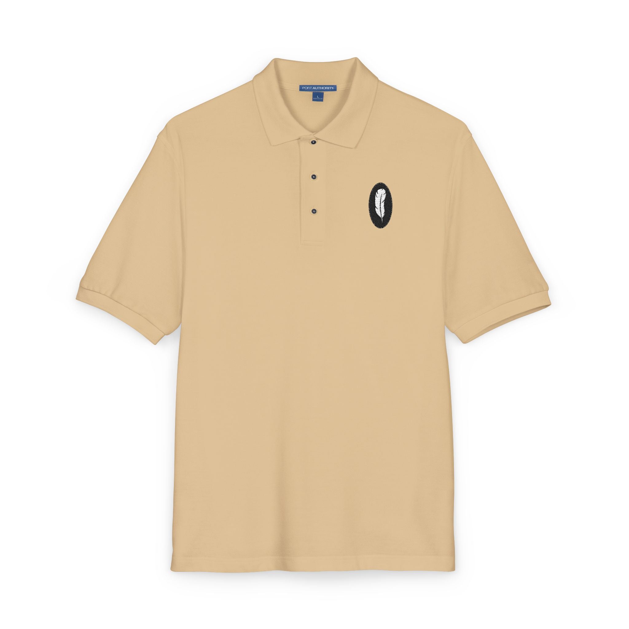 The Parchment | Stone Embroidered Polo Shirt — Feather Crest
