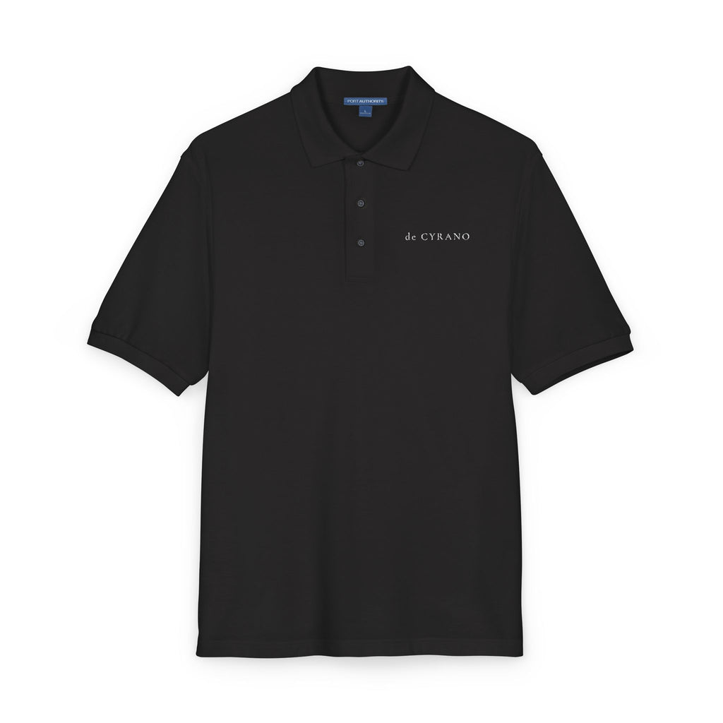 The Balcony | Black Embroidered Polo Shirt — Signature Wordmark