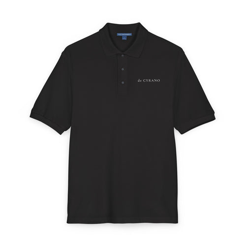 The Balcony | Black Embroidered Polo Shirt — Signature Wordmark