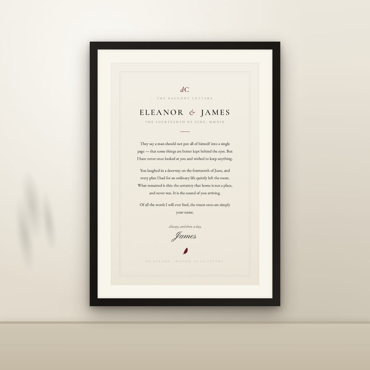 La Lettre Ivoire edition framed on a wall