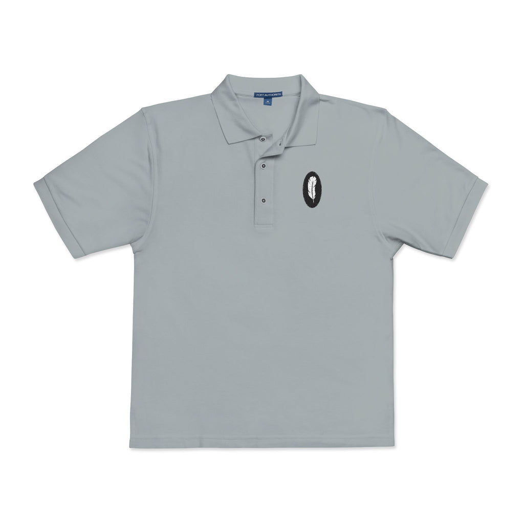 The Sonnet | Cool Grey Embroidered Polo Shirt — Feather Crest