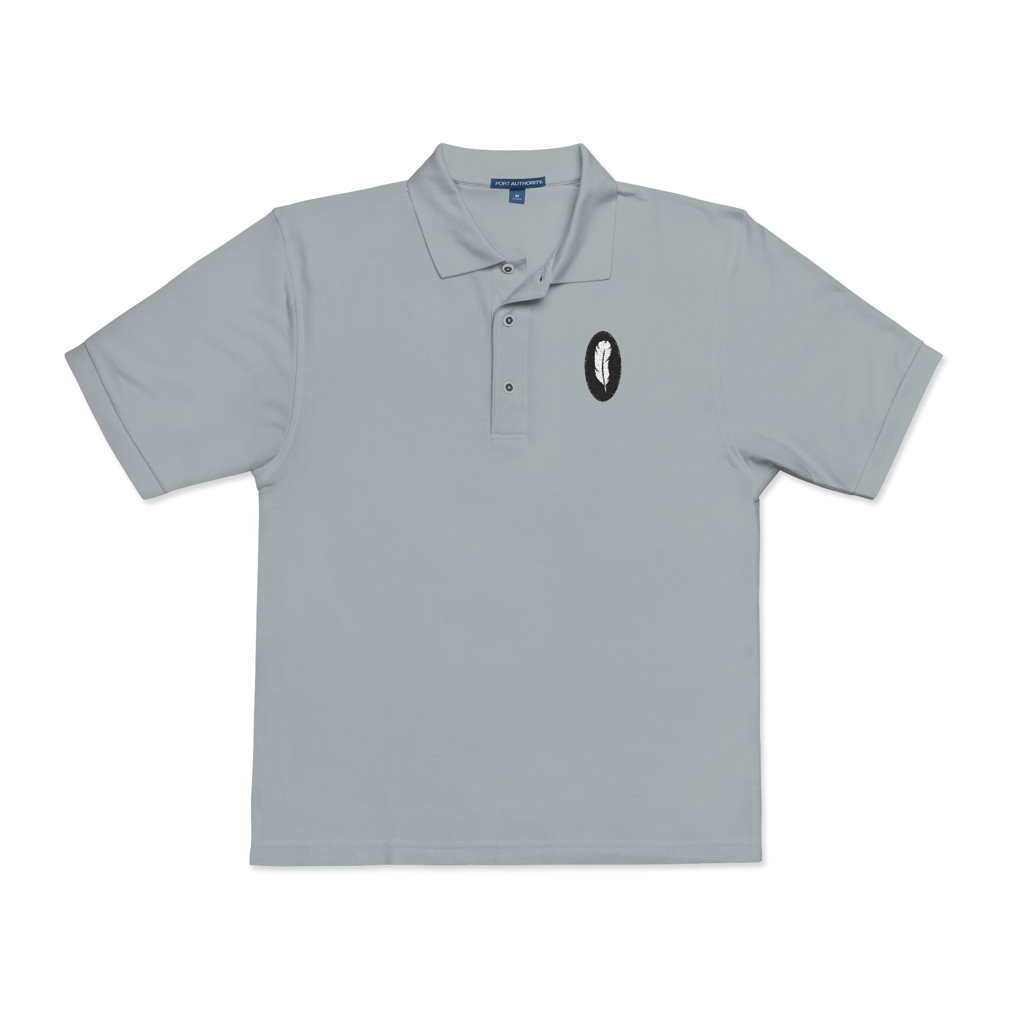 The Sonnet | Cool Grey Embroidered Polo Shirt — Feather Crest