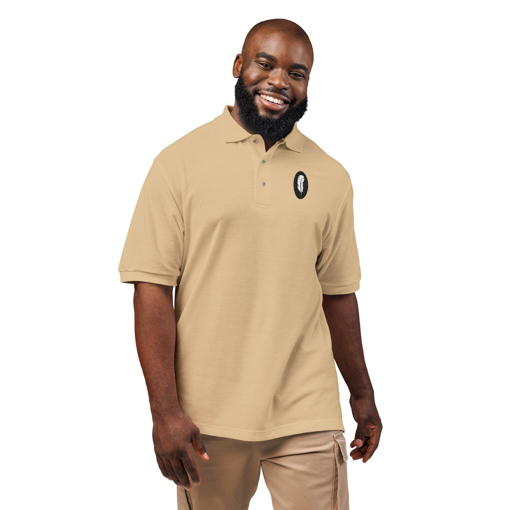 The Parchment | Stone Embroidered Polo Shirt — Feather Crest