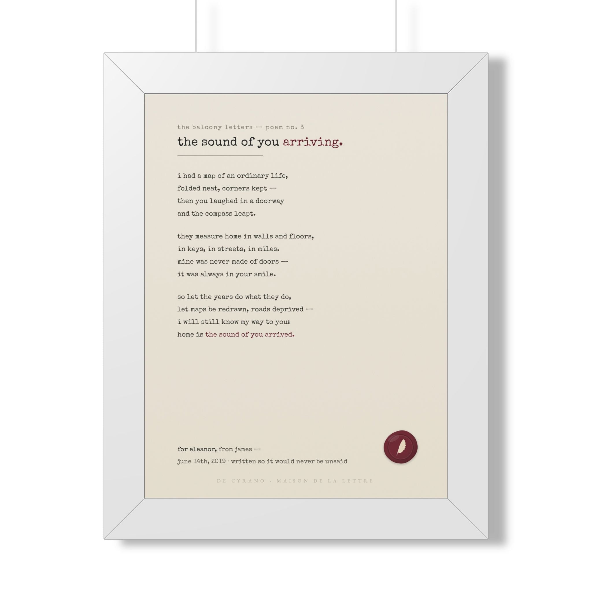 Le Poème — Your Story in Verse, Framed