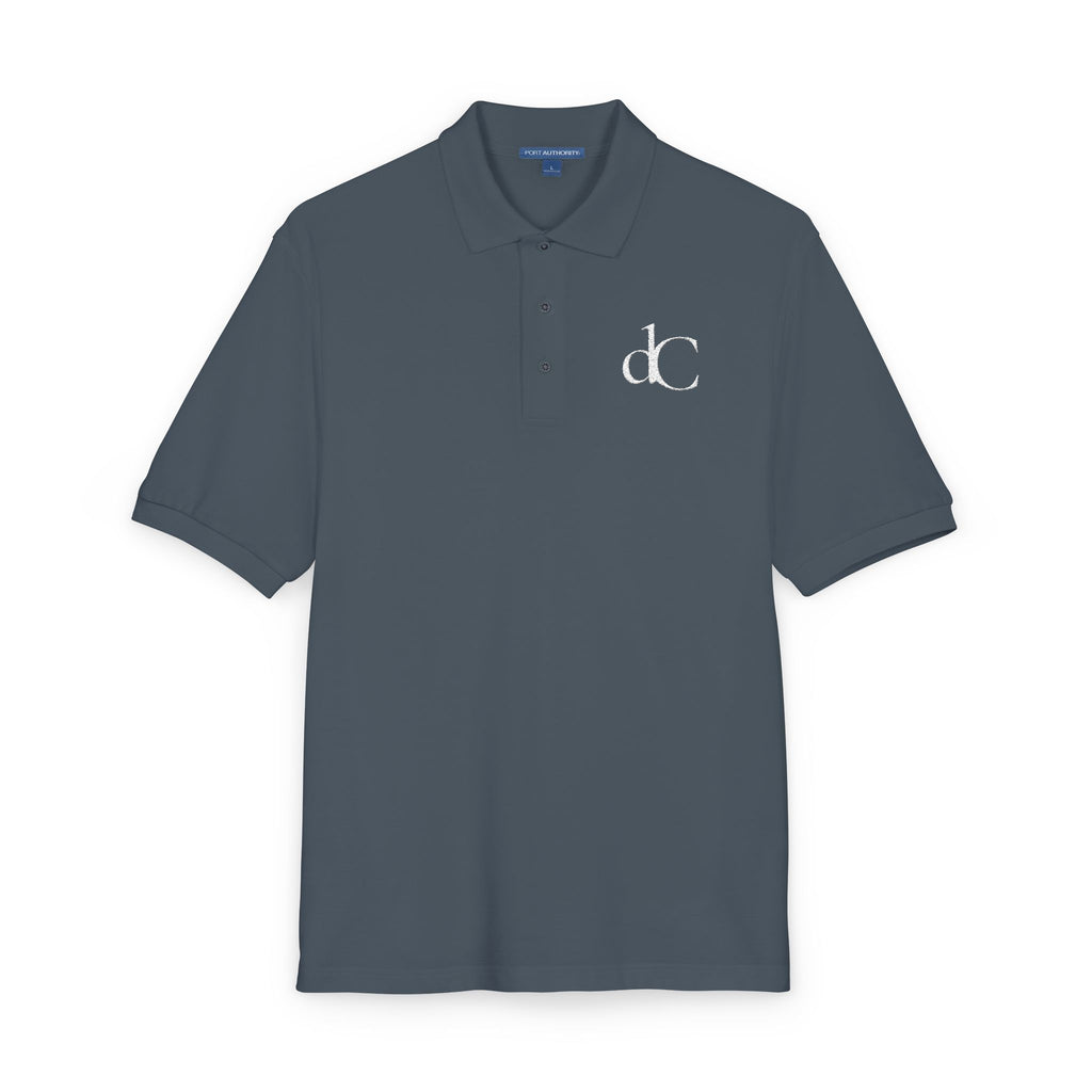 The Rapier | Steel Grey Embroidered Polo Shirt — dC Monogram