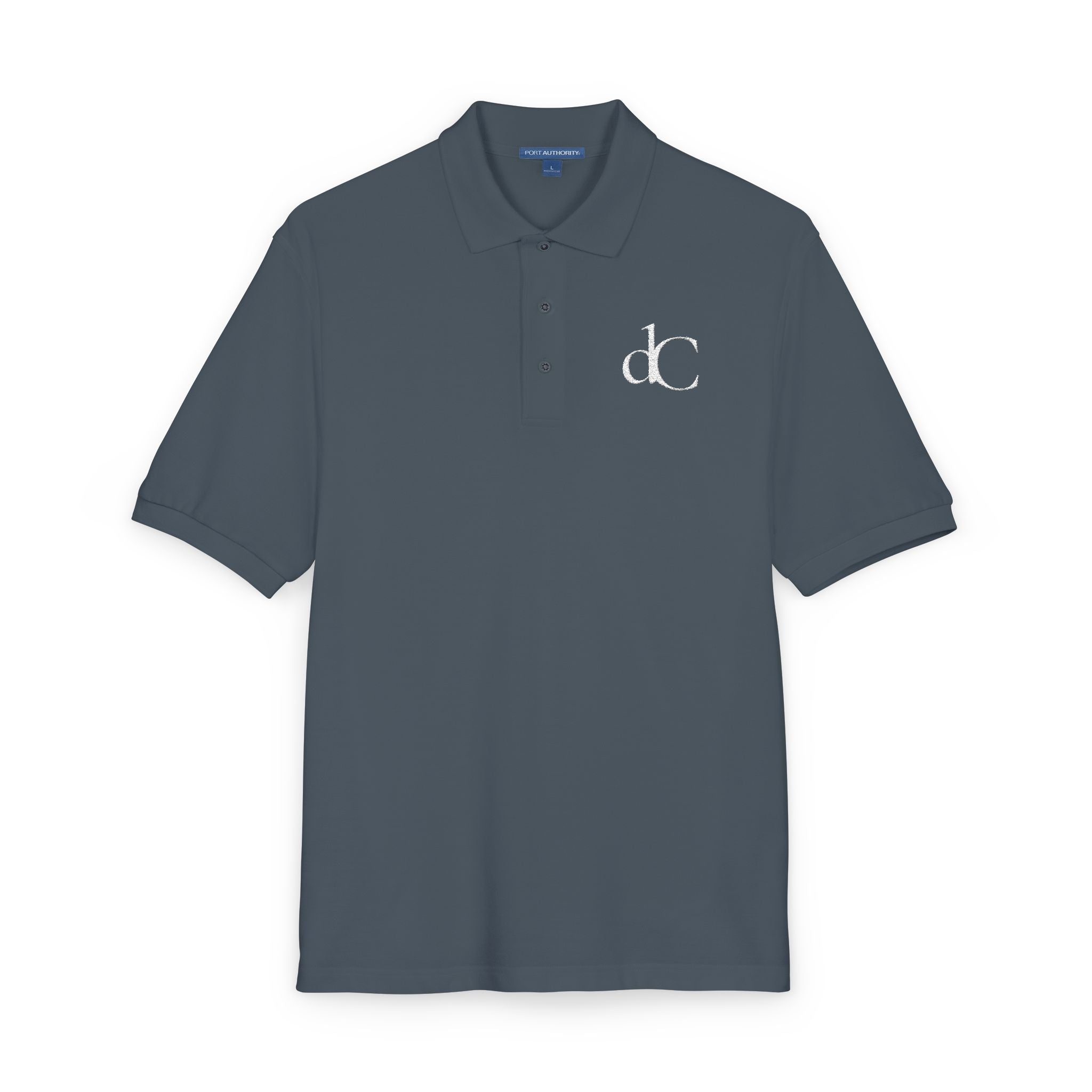 The Rapier | Steel Grey Embroidered Polo Shirt — dC Monogram