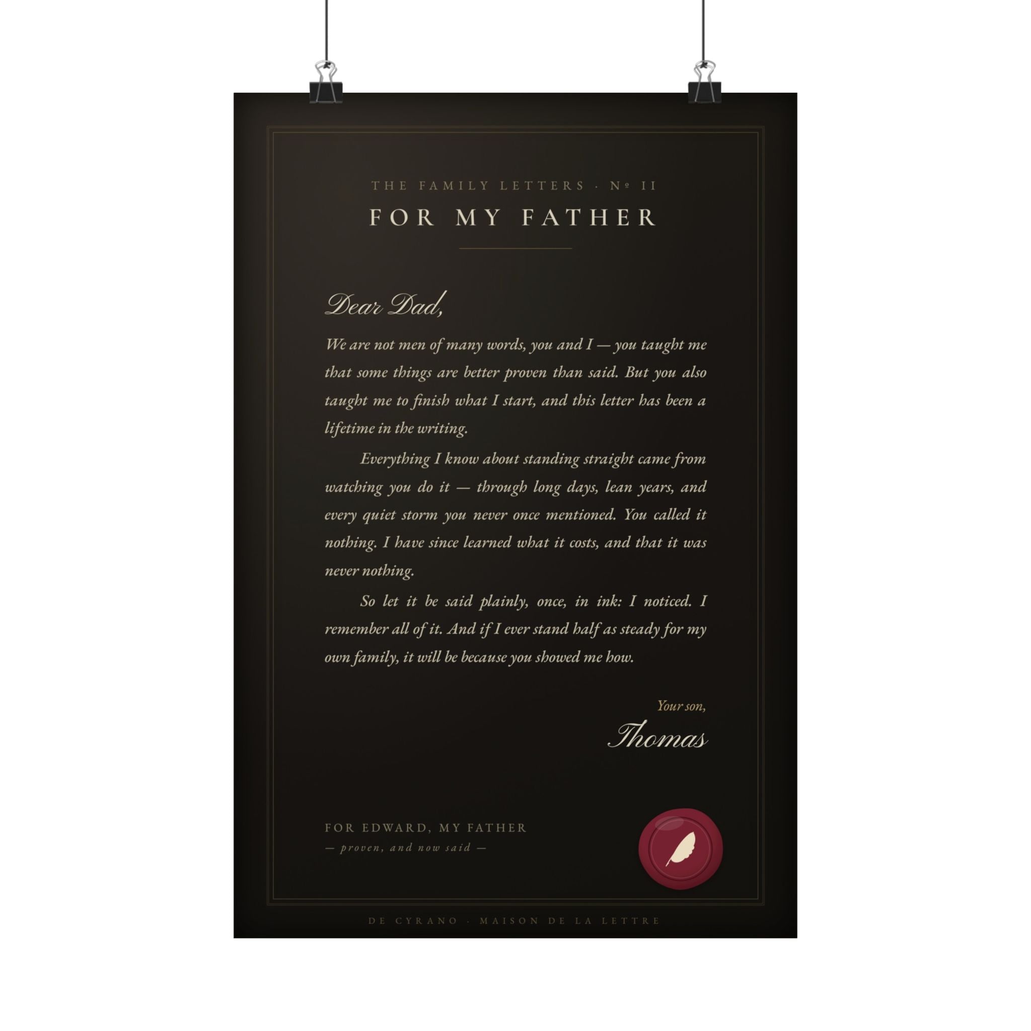 A Letter to My Father — Personalized, Written For You