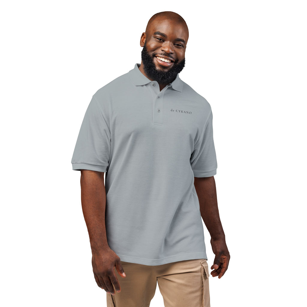 The Montfleury | Cool Grey Embroidered Polo Shirt — Signature Wordmark