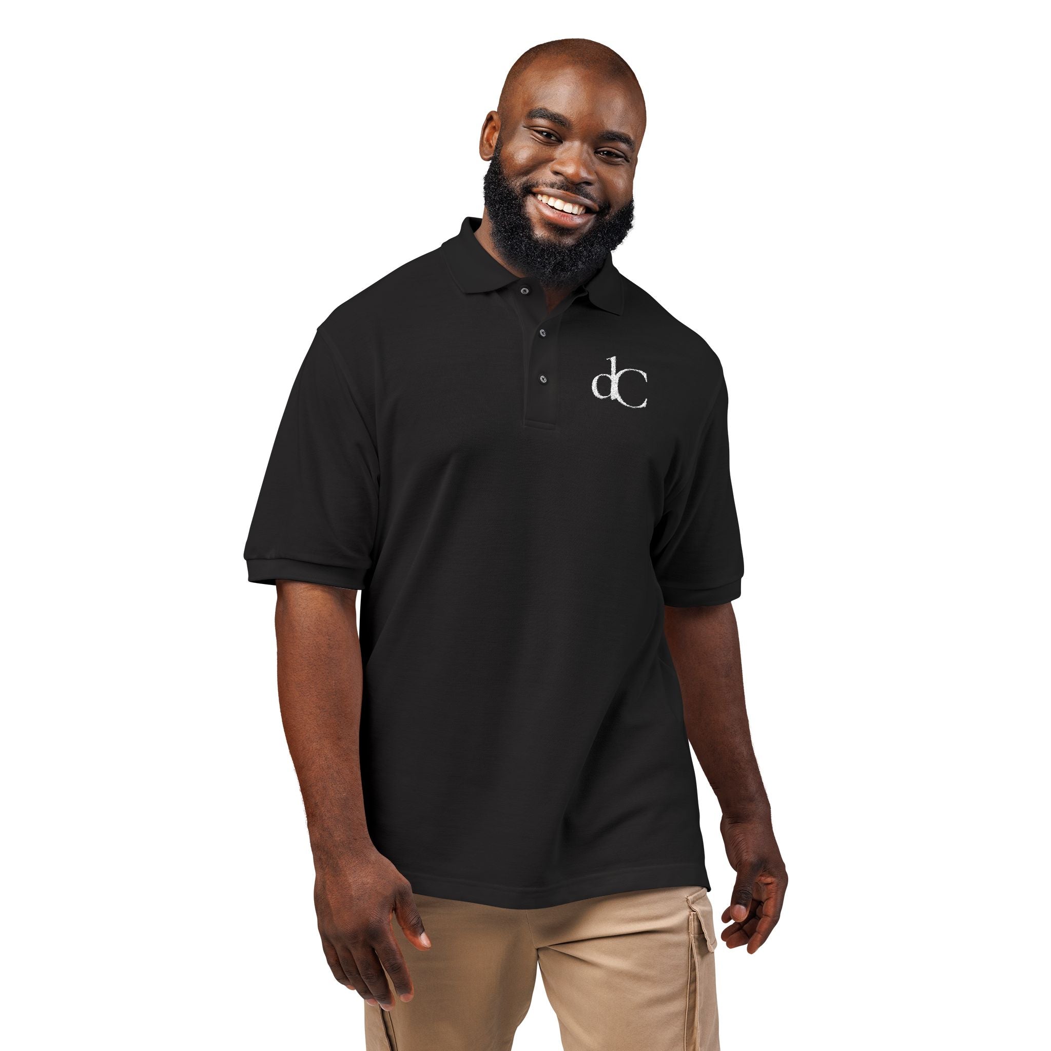 The Bergerac | Black Embroidered Polo Shirt — dC Monogram