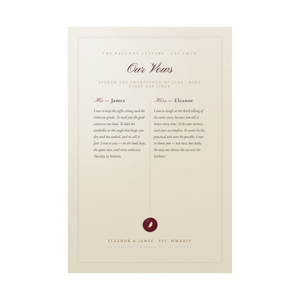 Les Vœux — Your Wedding Vows, Side by Side