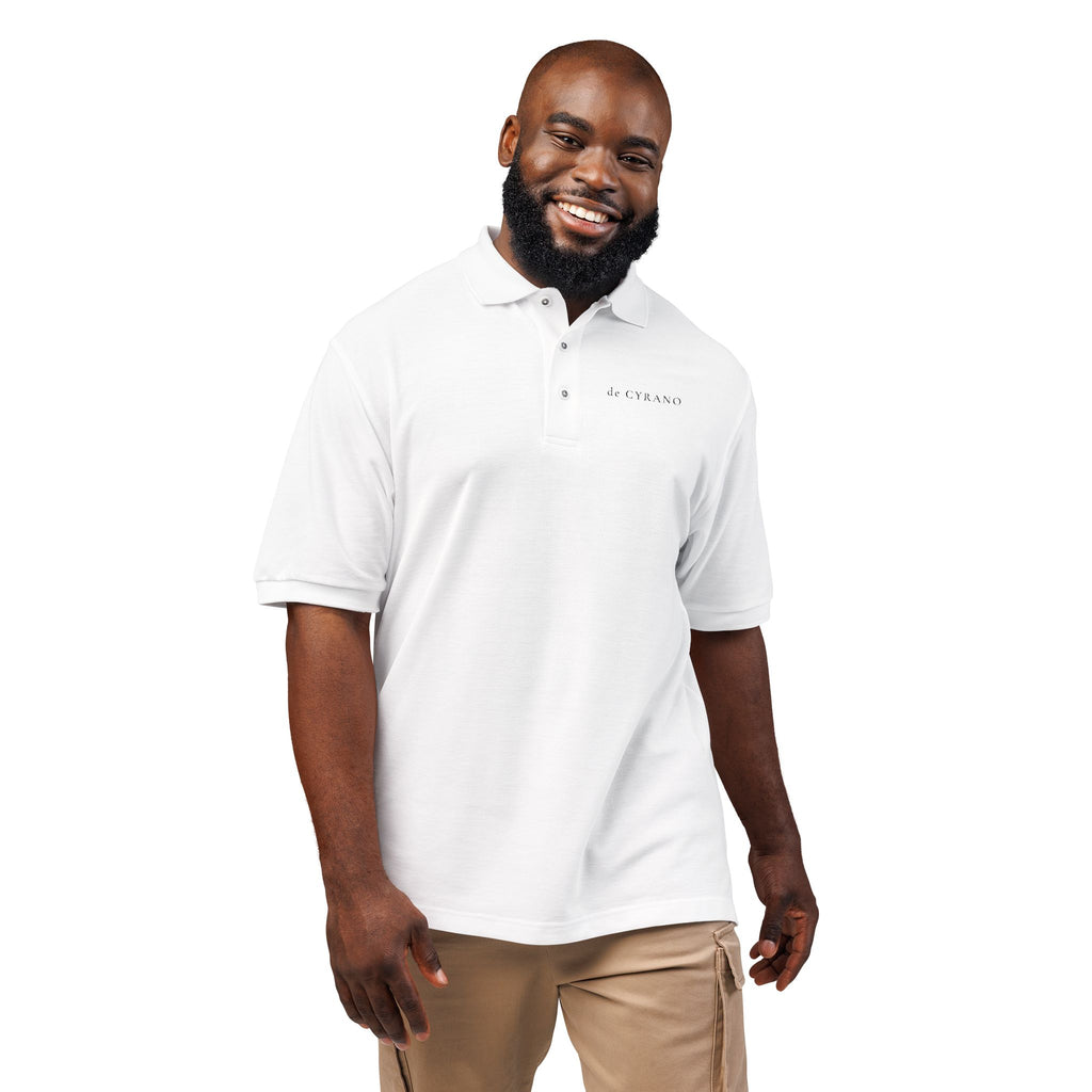 The Letter | White Embroidered Polo Shirt — Signature Wordmark
