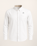 The Vellum — white embroidered long sleeve shirt with dC monogram, de Cyrano