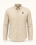 The Colophon — stone embroidered long sleeve shirt with feather crest, de Cyrano