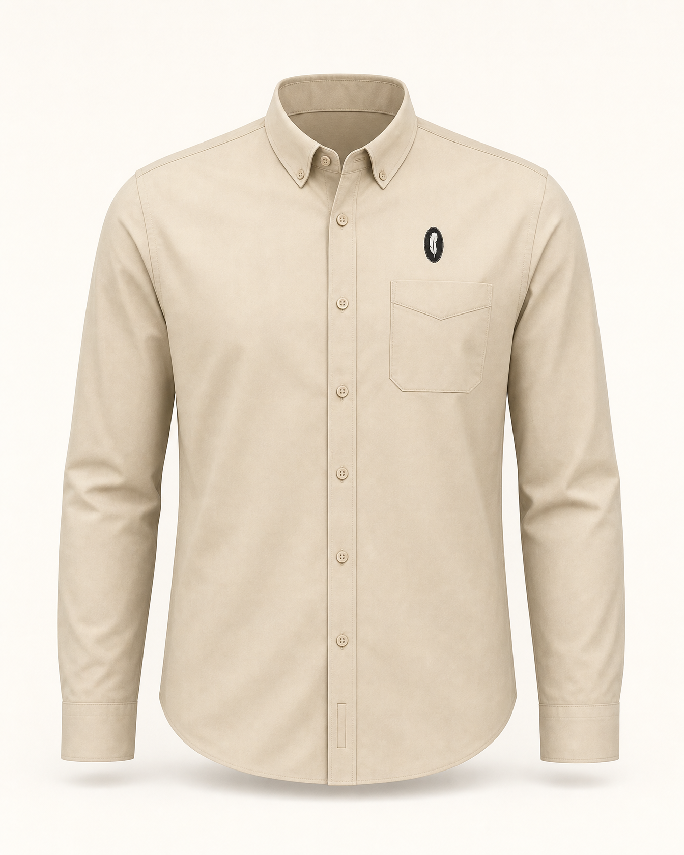 The Colophon — stone embroidered long sleeve shirt with feather crest, de Cyrano