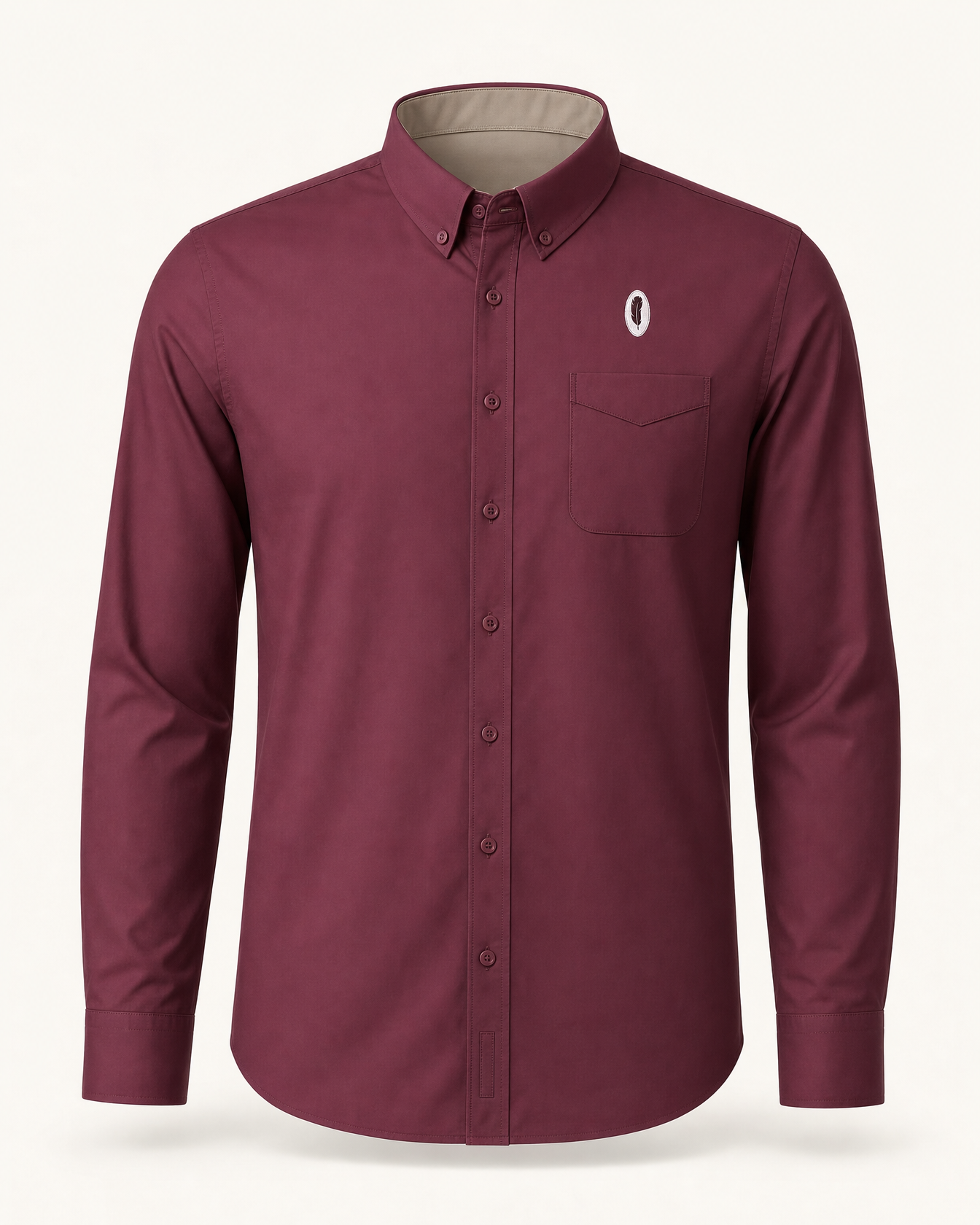 The Bordeaux — burgundy embroidered long sleeve shirt with feather crest