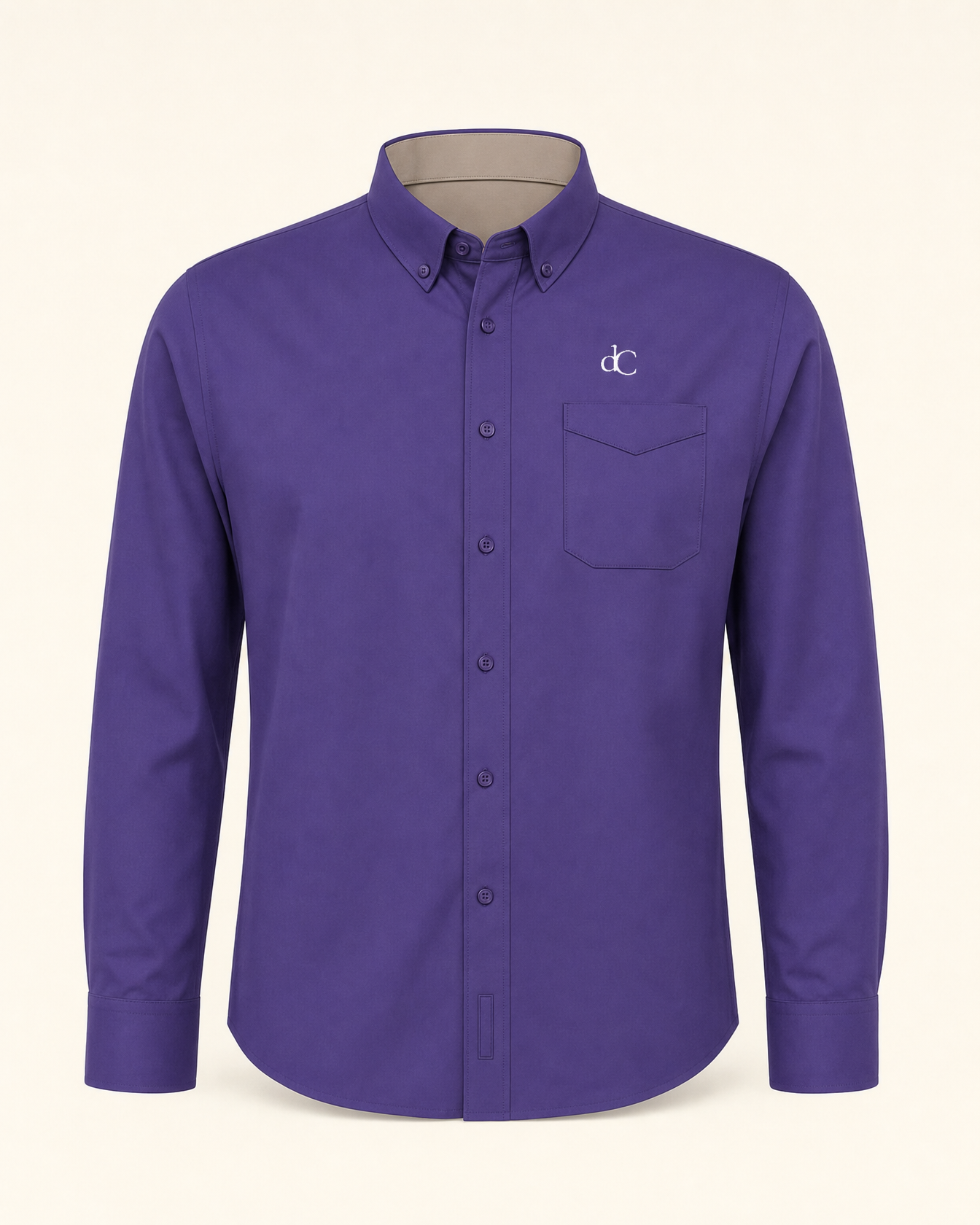 The Amethyst — purple embroidered long sleeve shirt with dC monogram