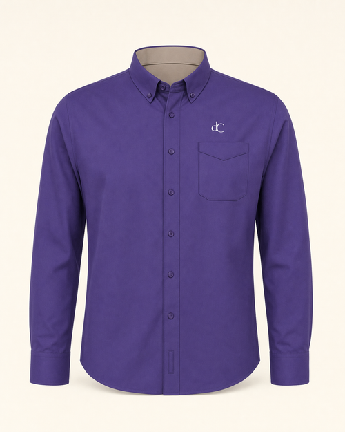 The Amethyst — purple embroidered long sleeve shirt with dC monogram