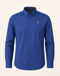 The Cobalt — royal blue embroidered long-sleeve shirt with dC monogram
