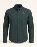 The Cypress — dark green embroidered long-sleeve shirt with dC monogram