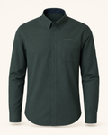 The Thicket — dark green embroidered long-sleeve shirt with de Cyrano wordmark