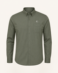 The Ivy — clover green embroidered long-sleeve shirt with dC monogram