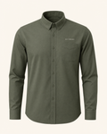 The Meadow — clover green embroidered long-sleeve shirt with de Cyrano wordmark