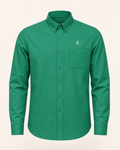 The Verdant — court green embroidered long-sleeve shirt with dC monogram