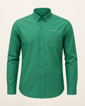 The Grove — court green embroidered long-sleeve shirt with de Cyrano wordmark